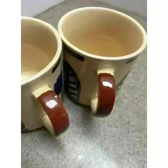 Otagiri vintage coffee mugs  floral/leaf pattern blue/brown - Picture 12 of 12